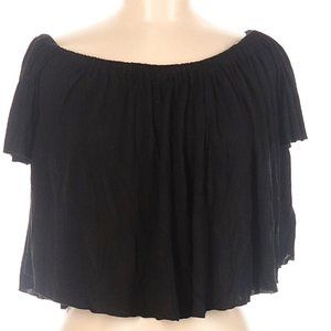 Truly Madly Deeply Short sleeve top black solid boatneck S off the shoulder